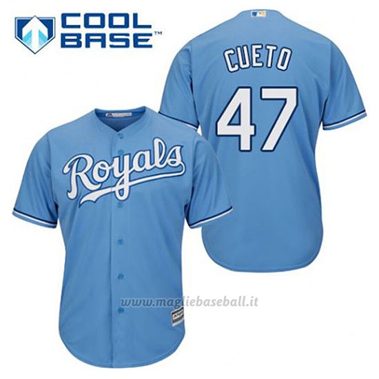 Maglia Baseball Uomo Kansas City Royals Johnny Cueto 47 Powder Blu Alterner Cool Base